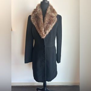 Urban Outfitters Kimichi Blue Coat with Faux Fur Collar